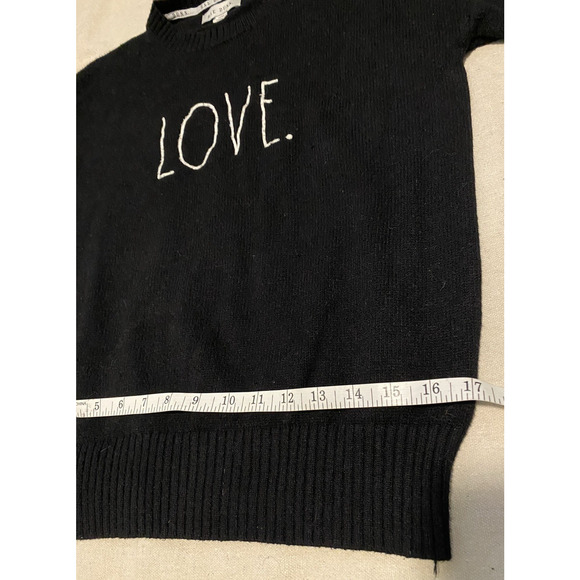 Rae Dunn Black Love Sweater Womens Size Medium Knit Crewneck Pullover Sweater - Picture 7 of 10